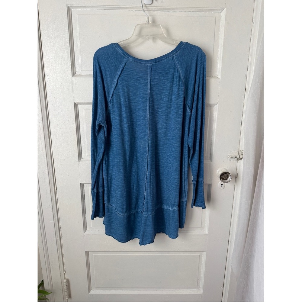 Style & Co. Blue Raglan Long Sleeve High Low Tunic Top Flowy Relaxed Cotton XL - Picture 4 of 14
